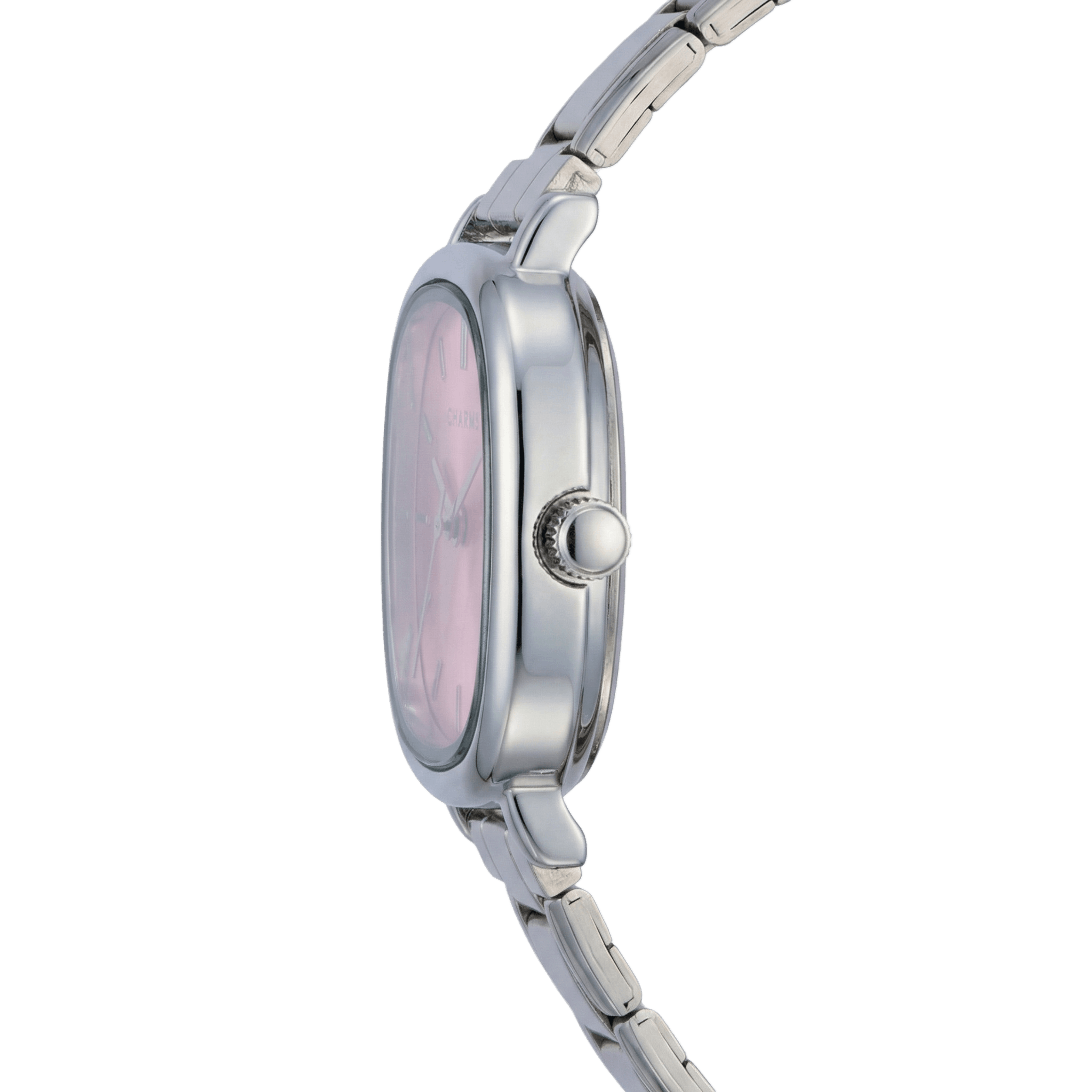 Capri – Zilverkleurig met roze wijzerplaat