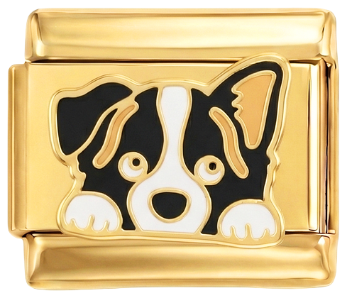 Hond met omhoogstaande oren op goud