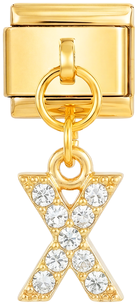Gouden hanger met letter X en stenen