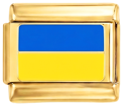 Ukraine-Flagge, in Gold
