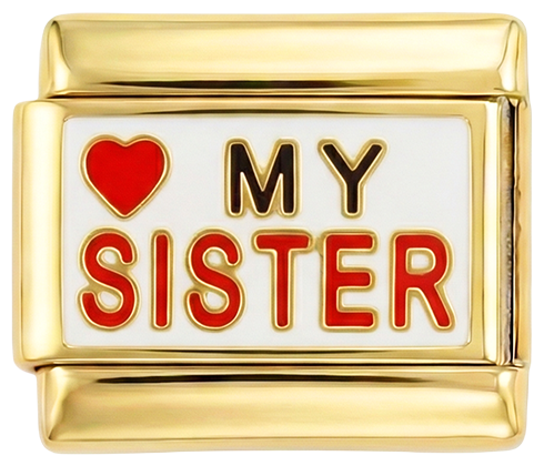 Love My Sister on White Plate on Gold - love-my-sister-on-white-plate-on-gold.png