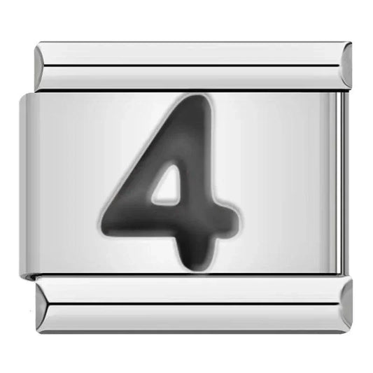Number 4, on Silver - Charms Official