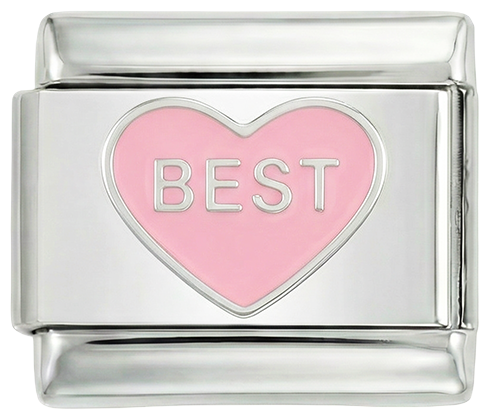 Cœur rose, MEILLEUR, sur argent