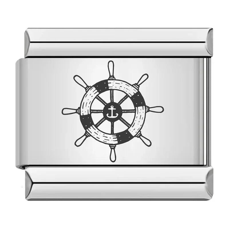 Ship's Helm, on Silver - Charms Official