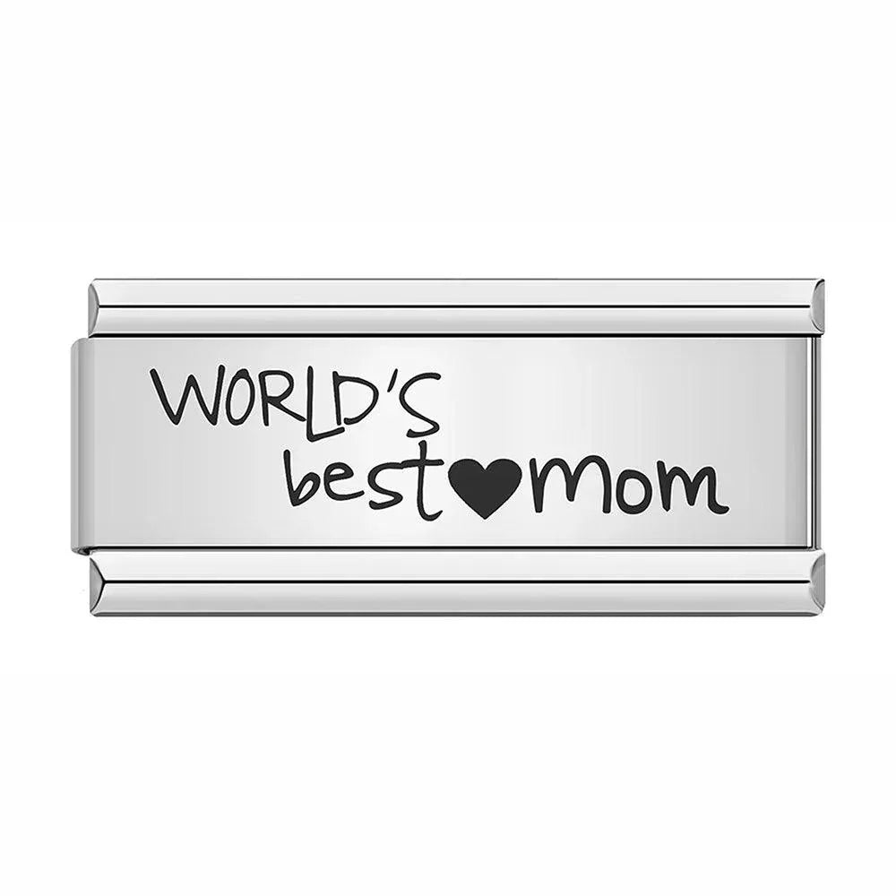 World's Best Mom, on Silver - Charms Official