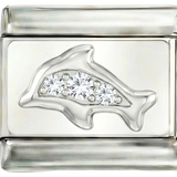 Delfino con brillantini su argento