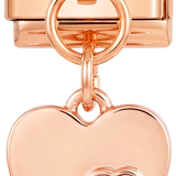 Double Coeur avec Pierres Violettes, sur Or Rose