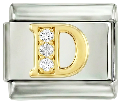 Letter D in Gold with Stones, on Silver - Letter-D-in-gold-with-stones-on-silver.png