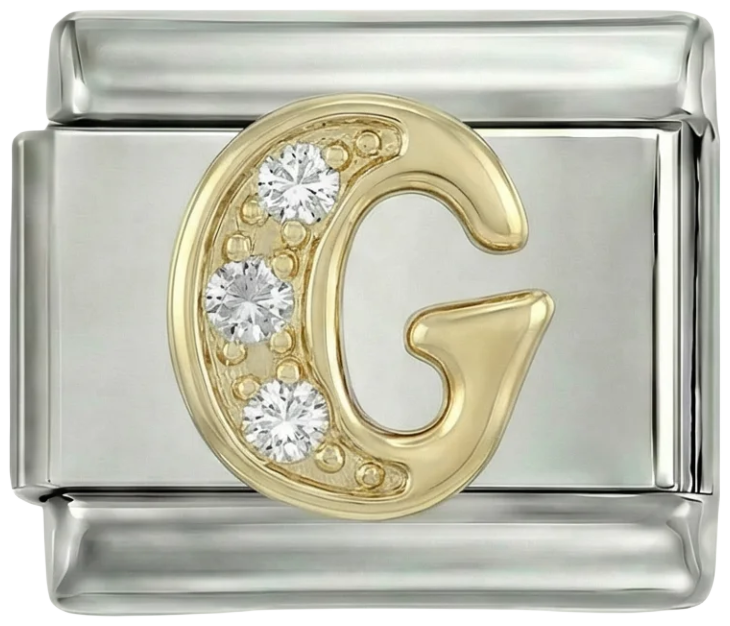 Letter G in Gold with Stones, on Silver - Letter-G-in-gold-with-stones-on-silver.png