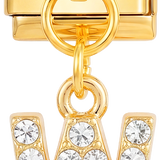 Letter W with stones, Hanging, on Gold - Letter-W-with-stones-hanging-on-gold.png