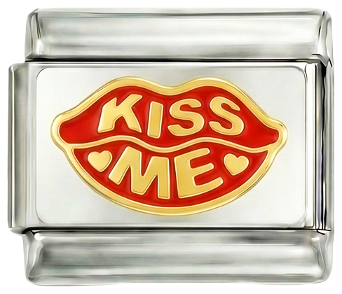 Lèvres rouges, embrasse-moi, sur argent