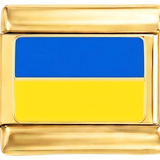 Wird noch hinzugefügt - ukrainische Flagge auf Gold