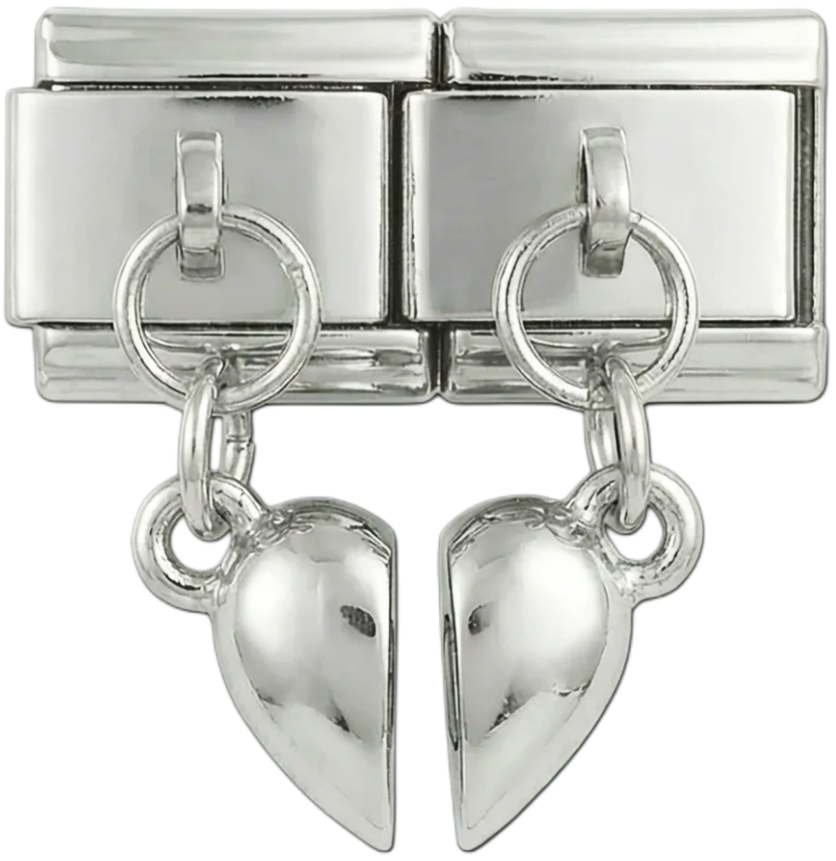Cœur plein sur Double Charms suspendu sur argent