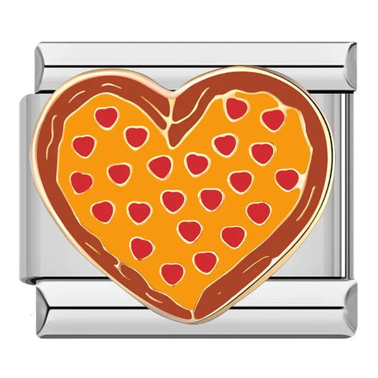 Heart Pizza, on Silver - Charms Official