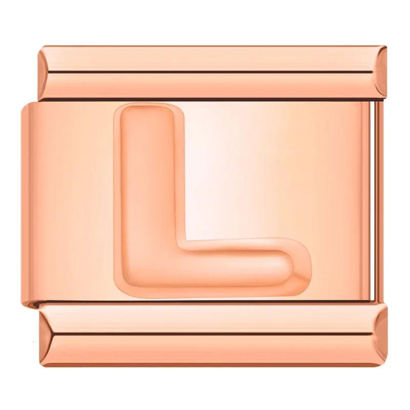 Letter L in Rose Gold, on Rose Gold - Charms Official