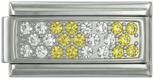 Silver Plate with Yellow & White Stones, Double, on Silver - silver-plate-with-yellow-&-white-stones-double-on-silver.png